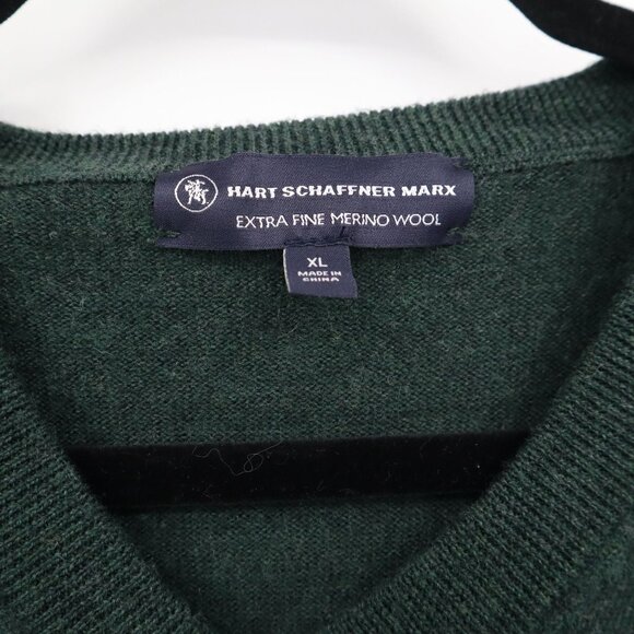 Hart Schaffner Marx Merino Wool Sweater Men XL Green Quiet Luxury Classic Preppy - Picture 3 of 16
